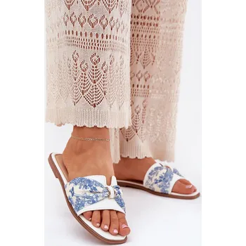 Dámské pantofle Dámské Pantofle Na Plochém Podpatku S Mašlí Avenza Barva: Bílá, Velikost: 37