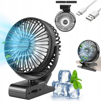 Vzduchotechnika MINI USB VENTILÁTOR S KLIPEM PŘENOSNÝ SE SVĚTLEM 3 REŽIMY 10000MAH ČERNÝ