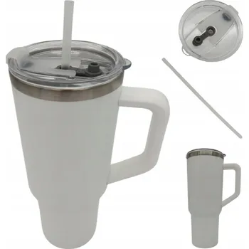 Termoska TERMOHRNEK SE SLÁMKOU A UCHEM, VELKÁ TERMOSKA NA KÁVU ČAJ 1.1L