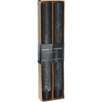 Svíčka H&L Večeřové svíčky Nero 3x25 cm– černé, 2 ks, hoří 20 h