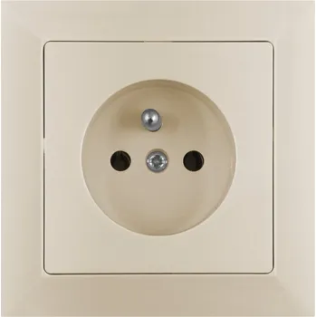 Elektrická zásuvka Zásuvka jednoduchá béžová kompletní zásuvka - béžová
