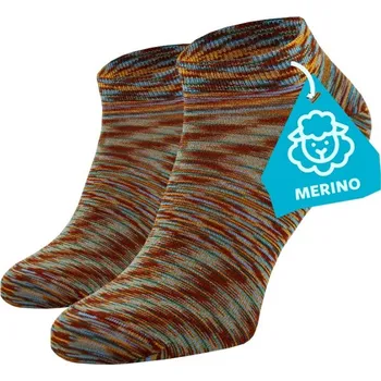 Dámské ponožky FINE MERINO Kotníkové ponožky - melírovaná hnědá Vlna (Merino) 39-41