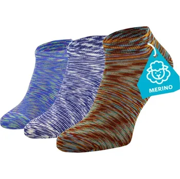 Dámské ponožky FINE MERINO zvýhodněný set 3 párů kotníkových ponožek - melírované Vlna (Merino) 45-46