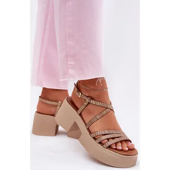 Dámská obuv Dámské kožené sandály Maciejka 06990-25 Barva: Zlatá, Velikost: 38