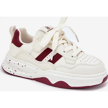 Dívčí obuv Dětské Tenisky Na Platformě Bežovo- Grellio Barva: Červená, Velikost: 37