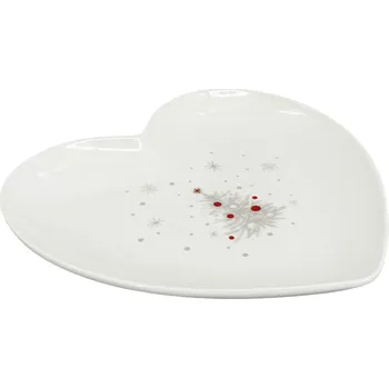 Talíř by inspire Talíř Srdce Koleda 20cm, bílá/červená/šedá