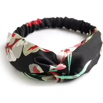 Čelenka B-TOP Módní vícebarevná látková čelenka s křížením Druh barvy: Černá