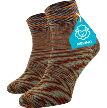 Dámské ponožky FINE MERINO Střední ponožky - melírovaná hnědá Vlna (Merino) 35-38