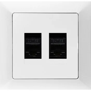 Stavebniny Datová zásuvka 2x8 pin bílá strojek + klapka do vícenásobného rámečku - bílá