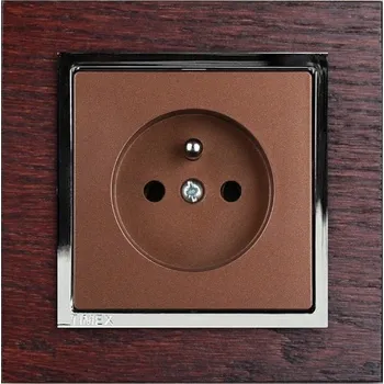 Stavebniny Zásuvka jednoduchá - dřevo rámeček - mahagon