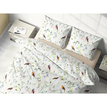 Povlečení Tegatex Povlečení bavlna - květy s ptáčky 70*90 cm, 140*200 cm