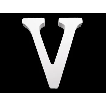 Dřevěná dekorace písmena abecedy výška 8 cm - 21 "V" bílá sněžná