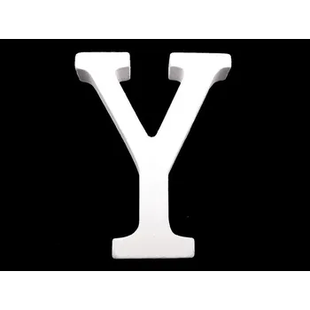 Bytová dekorace Dřevěná dekorace písmena abecedy výška 8 cm - 23 "Y" bílá sněžná