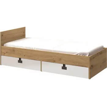 Postel Domel Postel se šuplíky s roštem 90x200 Index 14 Barevné provedení dveří: Dub artisan lesk, Úchyty Domel: Bílé