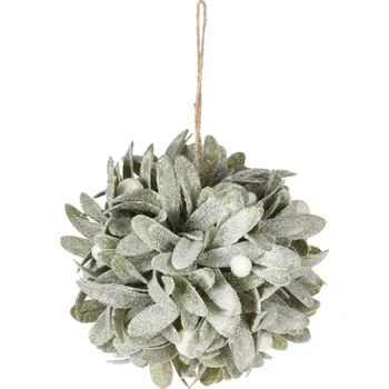 Vánoční dekorace H&L Závěsná dekorační koule Leaf 11cm, bílé bobule