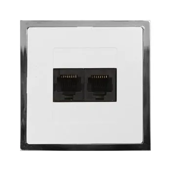 Stavebniny Datová zásuvka 2x8 pin rámeček bílá - zlatá