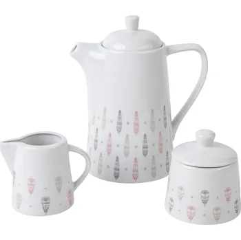 jídelní souprava by inspire 5dílná souprava Pírka (konvice 1000ml,mléčenka 200ml,cukřenka 250ml)