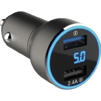 Winner Group - Nabíječka do auta s displejem 2xUSB-A Power Delivery 30W černá