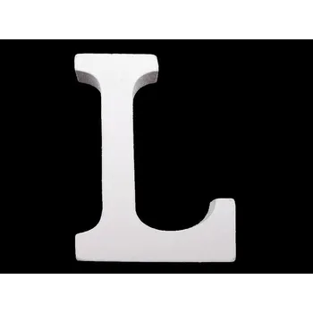 Dřevěná dekorace písmena abecedy výška 8 cm - 12 "L" bílá sněžná