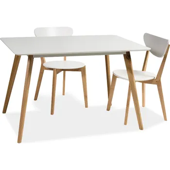 Jídelní set AKCE Bílý jídelní stůl MILAN 140x80 II. jakost