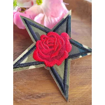 Textilní nažehlovací páska Nažehlovačka Army hvězda s růží