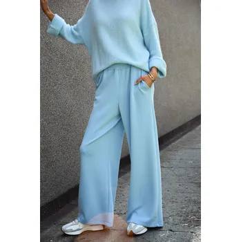 Dámské kalhoty OBLÁČKOVĚ MODRÉ KALHOTY Z MODALU Peca del Sol