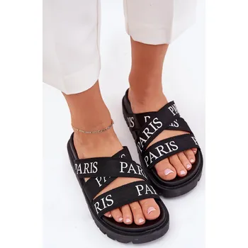 Dámské pantofle Dámské Pantofle S Textilovými Pásky Paris Na Platformě Celinea Barva: Černá, Velikost: 39