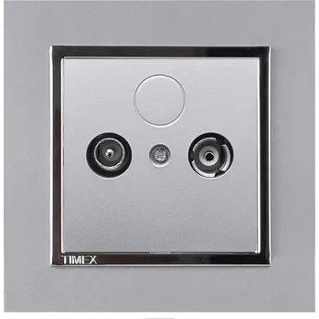 Elektrická zásuvka RTV zásuvka televizní koncová rámeček - stříbrná chrom