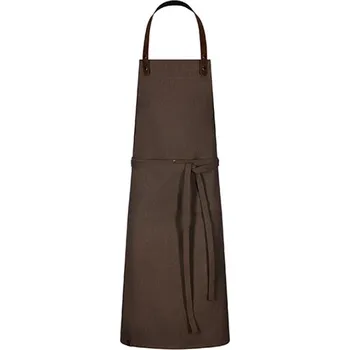 Pracovní zástěra Exner Dlouhá pracovní zástěra s laclem EX198 Toffee Washed 75 x 100 cm