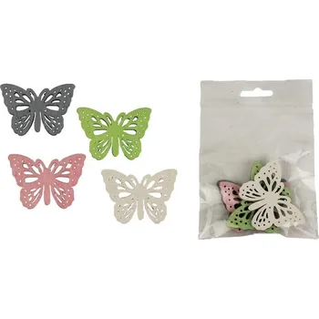 Dekorační motýl, 4 ks D3692 - 6 x 0,2 x 4,5 cm