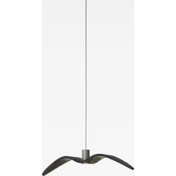 Designové závěsné svítidlo Brokis Night Birds Mini PC1386 Povrch Montury: Černý elox, Barva skla: Šedá kouřová Brokisglass mat, Baldachýn: Kov - bílý matovaný komaxit se strukturou