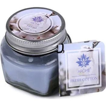 Svíčka Malá vonná svíčka ve skle s jmenovkou - 5 (Cotton) modrá ledová