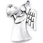 Přívěsek anděl se srdcem 24x36 mm - 1 crystal