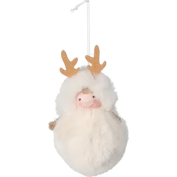 Vánoční dekorace H&L Závěsná dekorace 13 cm Dívka s parohy, krémová