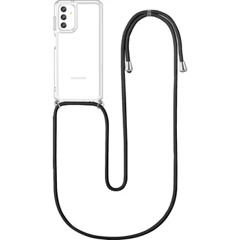 Pouzdro na mobilní telefon TopQ Kryt pro Samsung A13 průhledný s černou šňůrkou
