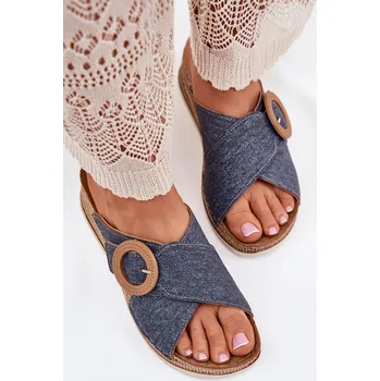 Dámská obuv Dámské Pantofle Na Klínu S Dekorativní Přezkou Inblu RV000012 Barva: Modrá, Velikost: 40