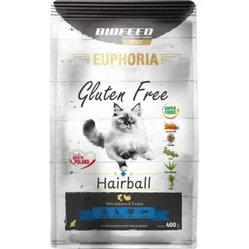 Krmivo pro kočku EUPHORIA Bezlepkové krmivo pro kočky HAIRBALL Krůta a Losos 400g