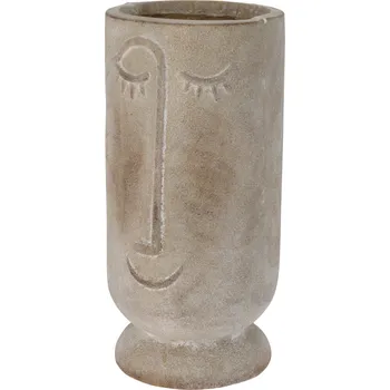 Květináč H&L Květináč s obličejem Moai – béžový, v 45 cm, úsměvavá tvář