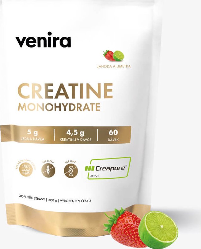 VENIRA kreatin monohydrát Creapure®, jahoda-limetka, 300 g