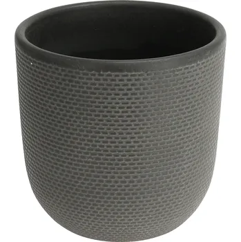 Květináč H&L Květináč Weave S (11,5x11,5x11,5 cm) – tmavěšedá, s matnou texturou