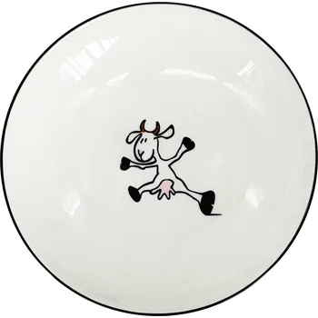 Talíř by inspire Miska/hluboký talíř KOZIČKA, 19,5x4cm, bílá s černou linkou