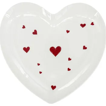 Talíř by inspire Talíř Srdce Valentýn 20cm, bílá/červená
