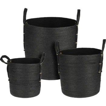 Úložný box H&L Úložný koš Handle, set 3ks, tkaný papír, černá
