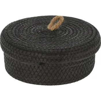 Úložný box H&L Úložný košík BlackTwist L (26×10 cm) – černý, s víkem