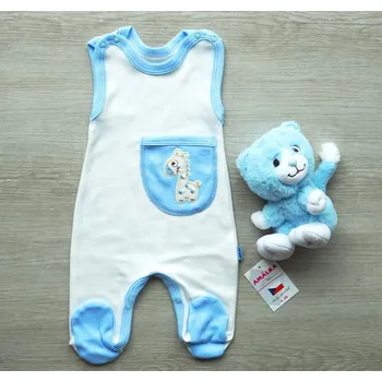 Dupačky AMÁLKA Bavlněné dupačky smetanové, modré lemování, malý poník Velikost: 62