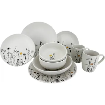 Talíř Clay 10dílná keramická jídelní souprava Cream Garden Color (talíře, misky, hrnky)