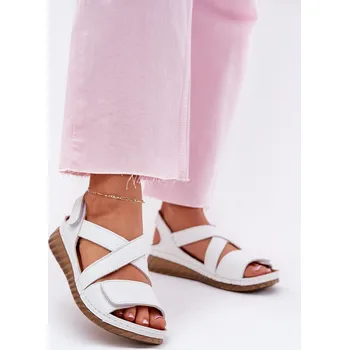 Dámské sandále Dámské Kožené Sandály Na Suchý Zip Maciejka L6848-11 Barva: Bílá, Velikost: 37