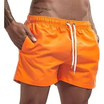 Pánské oblečení Pánské široké ležérní kraťasy s potiskem emoji Tenké letní volné kraťasy s pohodlným střihem Stylové volnočasové kraťasy na doma i ven oranžová L