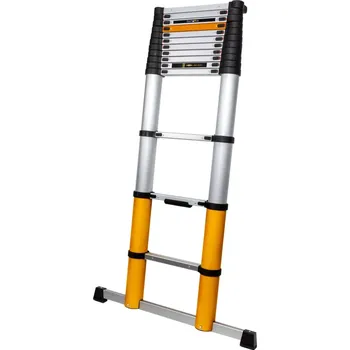Žebřík Hliníkový žebřík teleskopický, kvalitní zpracování, délka žebříku 4,15 m, s indikátorem úhlu, max. pracovní výška 5,18 m, 14 příček, nosnost 150 kg, BATAVIA (BATAVIA)