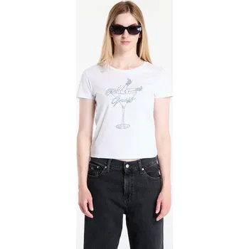 Dámské tričko Tričko GUESS Ss Tini Boots Bling Baby Tee White S